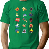 15 Fears Risograph Icons T-Shirt for Men & Women, T-Shirts Graphic Tee - Green