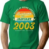 18Th Birthday 18 Years Born In 2003 January T-Shirt for Men & Women, T-Shirts Graphic Tee - Green