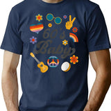1960S Vintage Sixties Costume Party 60S Hippie Theme Party T-Shirt for Men & Women, T-Shirts Graphic Tee - Navy