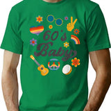 1960S Vintage Sixties Costume Party 60S Hippie Theme Party T-Shirt for Men & Women, T-Shirts Graphic Tee - Green