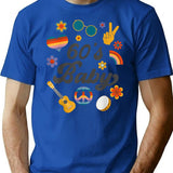 1960S Vintage Sixties Costume Party 60S Hippie Theme Party T-Shirt for Men & Women, T-Shirts Graphic Tee - Blue