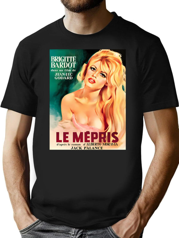 1963 Le Mepris Contempt Vintage Drama Movie T-Shirt for Men & Women, T-Shirts Graphic Tee - Black