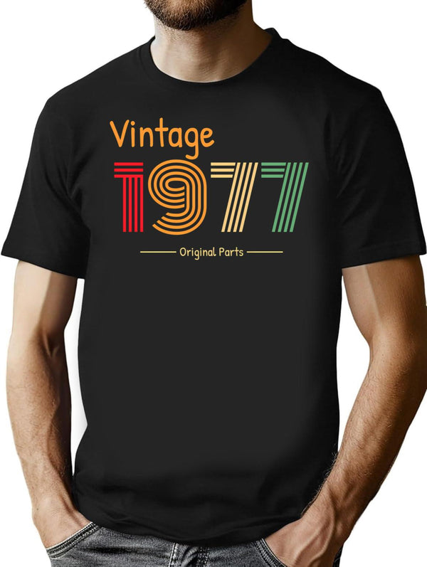 1977 Birthday Funny T-Shirt for Men & Women, T-Shirts Graphic Tee - Black