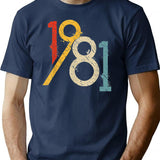1981 Vintage 40Th Birthday T-Shirt for Men & Women, T-Shirts Graphic Tee - Navy