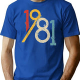 1981 Vintage 40Th Birthday T-Shirt for Men & Women, T-Shirts Graphic Tee - Blue