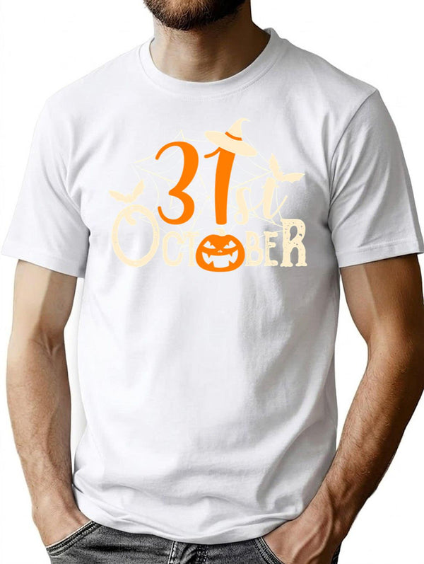 31St October Halloween T-Shirt for Men & Women, T-Shirts Graphic Tee - White