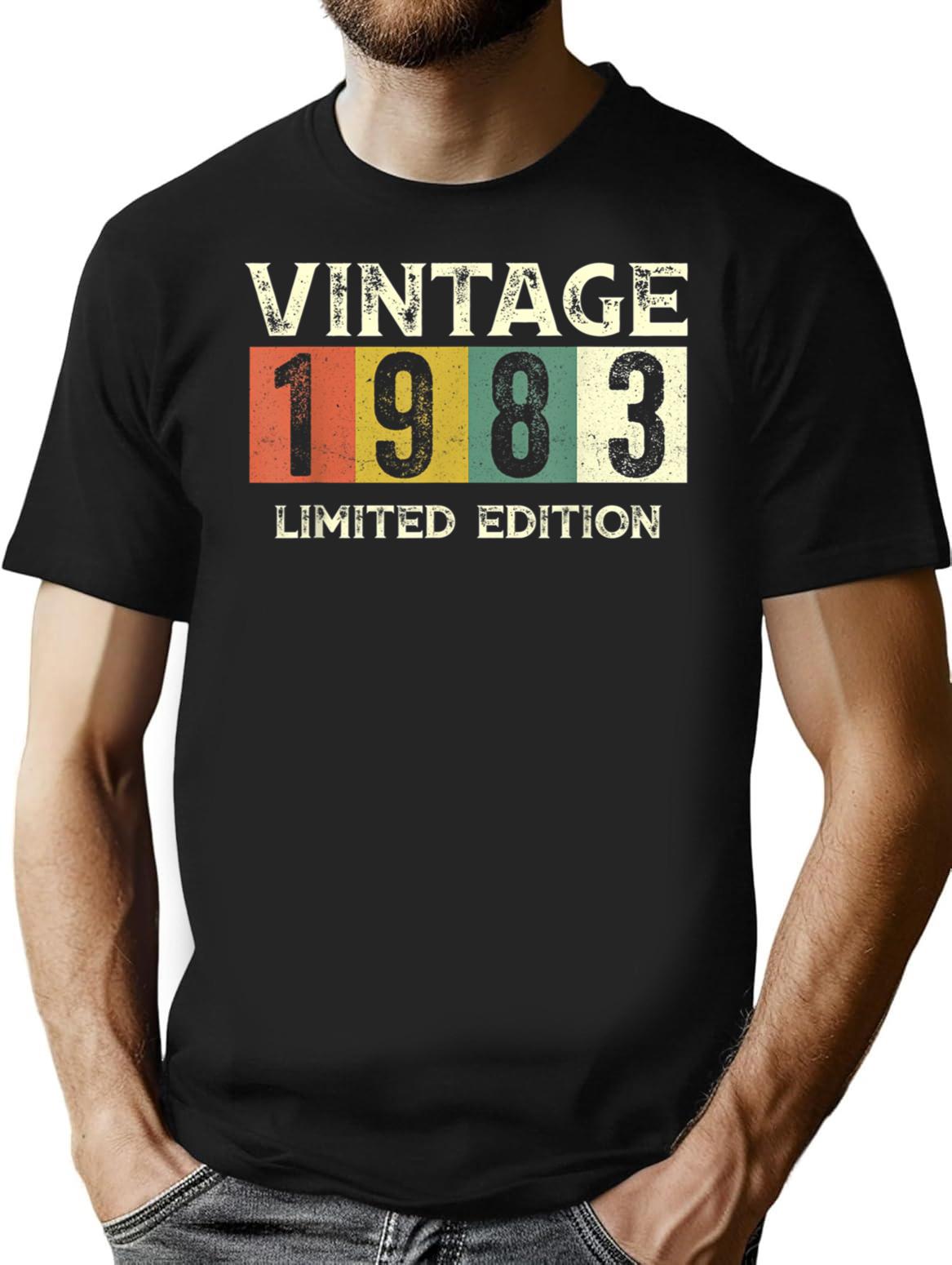 40 Year Old Vintage 1983 Classic Car 40Th Birthday Gifts T-Shirt for Men & Women, T-Shirts Graphic Tee - Black