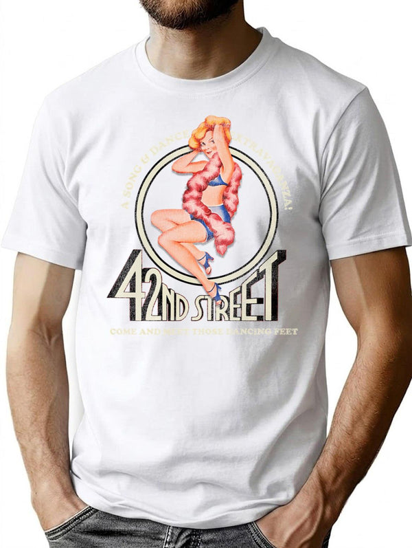 42Nd Street Logo Broadway Worn T-Shirt for Men & Women, T-Shirts Graphic Tee - White