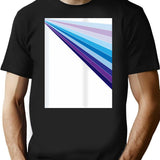 65 Mcmlxv White Retro 70S Disco Blue Streaks Of Light Pattern T-Shirt for Men & Women, T-Shirts Graphic Tee - Black