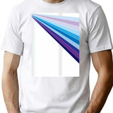 65 Mcmlxv White Retro 70S Disco Blue Streaks Of Light Pattern T-Shirt for Men & Women, T-Shirts Graphic Tee - White