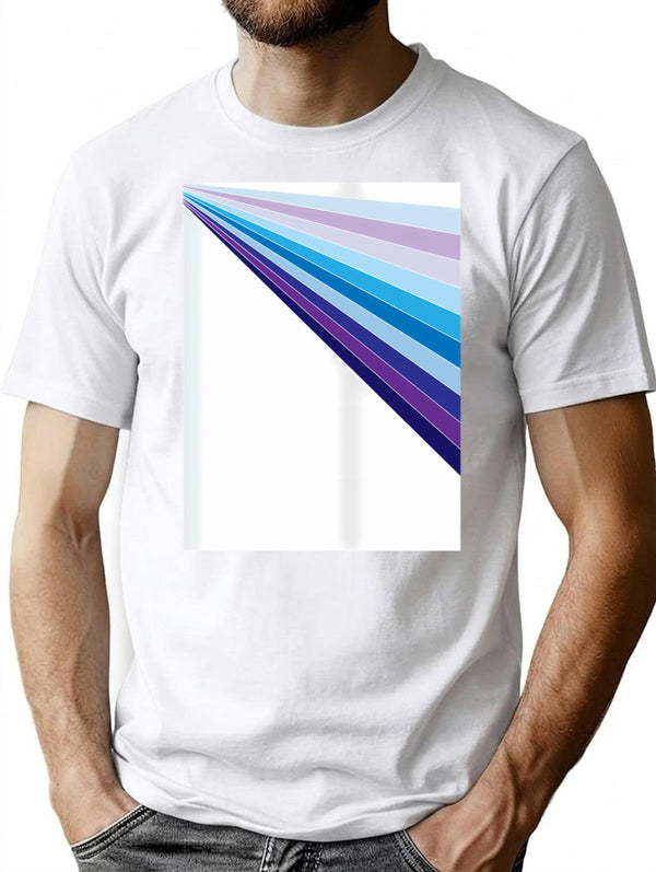 65 Mcmlxv White Retro 70S Disco Blue Streaks Of Light Pattern T-Shirt for Men & Women, T-Shirts Graphic Tee - White