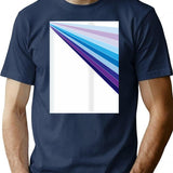 65 Mcmlxv White Retro 70S Disco Blue Streaks Of Light Pattern T-Shirt for Men & Women, T-Shirts Graphic Tee - Navy