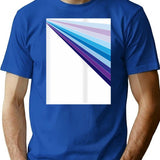 65 Mcmlxv White Retro 70S Disco Blue Streaks Of Light Pattern T-Shirt for Men & Women, T-Shirts Graphic Tee - Blue