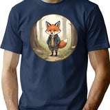 A Fox Wearing Vintage Clothes (1) T-Shirt for Men & Women, T-Shirts Graphic Tee - Navy