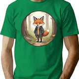 A Fox Wearing Vintage Clothes (1) T-Shirt for Men & Women, T-Shirts Graphic Tee - Green