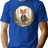 A Fox Wearing Vintage Clothes (1) T-Shirt for Men & Women, T-Shirts Graphic Tee - Blue