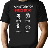 A History Of Halloween Masks T-Shirt for Men & Women, T-Shirts Graphic Tee - Black