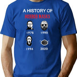A History Of Halloween Masks T-Shirt for Men & Women, T-Shirts Graphic Tee - Blue