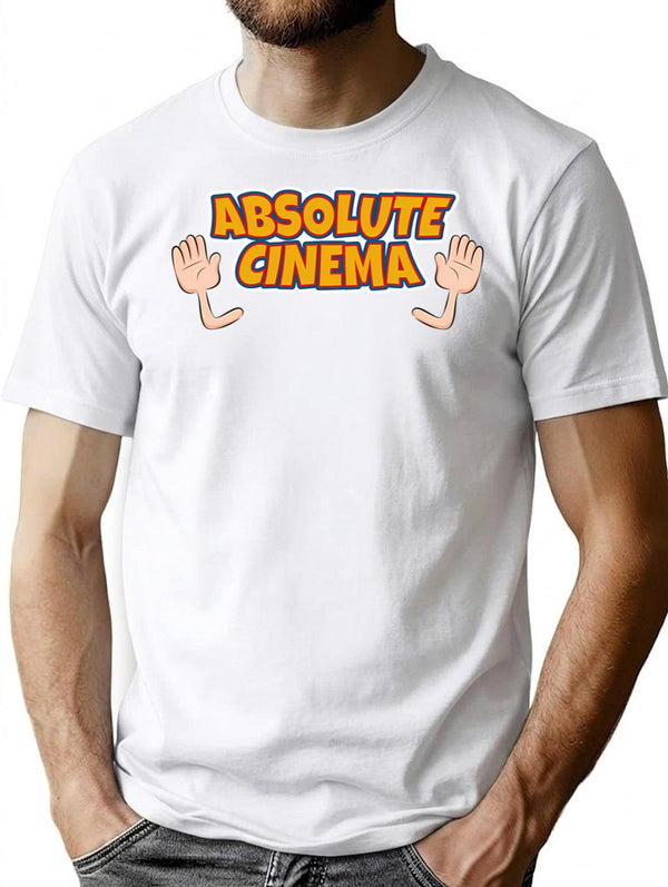 Absolute Cinema Funny Vintage T-Shirt for Men & Women, T-Shirts Graphic Tee - White