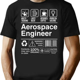Aerospace Engineer Product Label Funny T-Shirt for Men & Women, T-Shirts Graphic Tee - Black