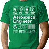 Aerospace Engineer Product Label Funny T-Shirt for Men & Women, T-Shirts Graphic Tee - Green