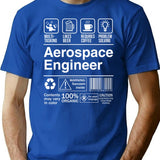 Aerospace Engineer Product Label Funny T-Shirt for Men & Women, T-Shirts Graphic Tee - Blue