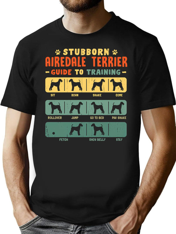 Airedale Terrier Funny Guide To Traning T-Shirt for Men & Women, T-Shirts Graphic Tee - Black