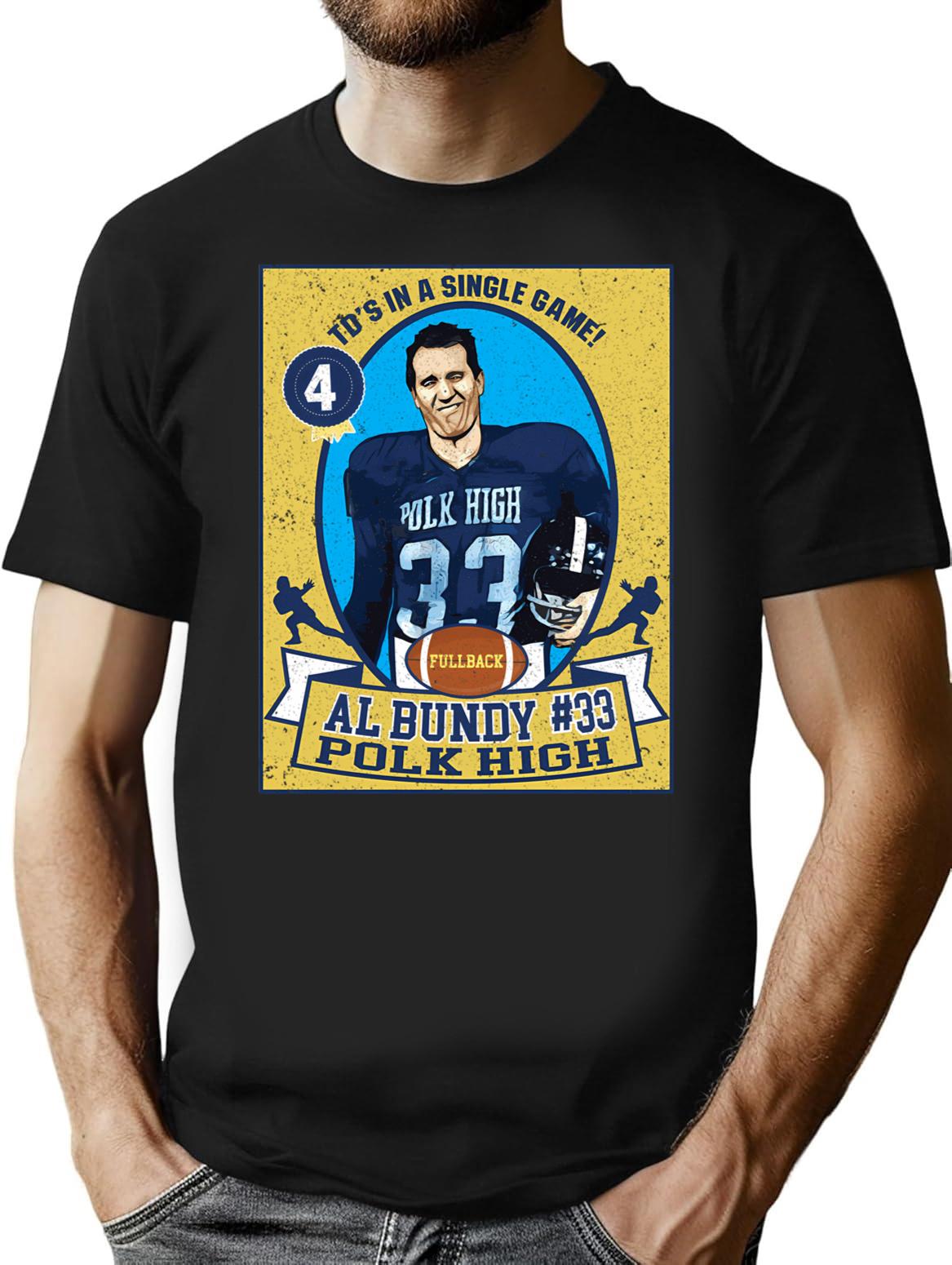 Al Bundy Football Trading Card T-Shirt for Men & Women, T-Shirts Graphic Tee - Black