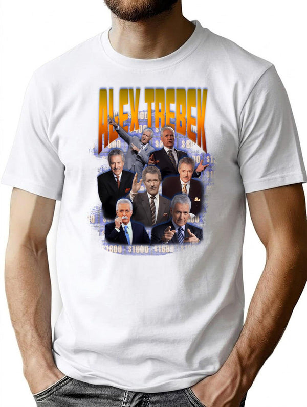 Alex Trebek T-Shirt for Men & Women, T-Shirts Graphic Tee - White