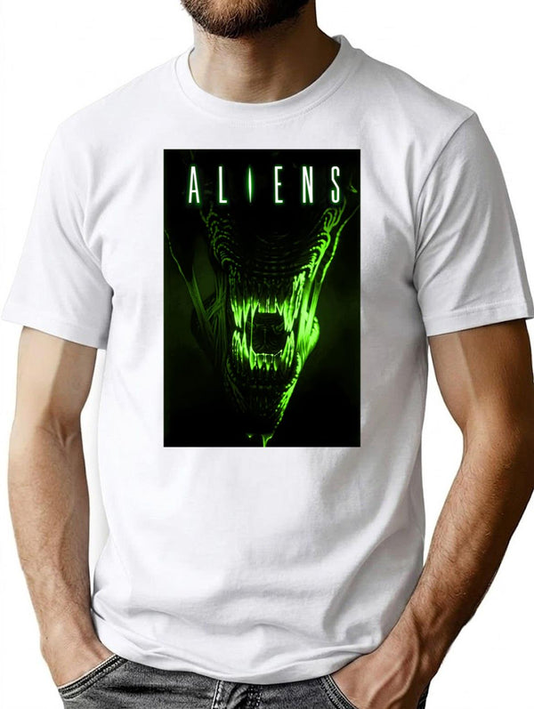 Aliens Movie Poster T-Shirt for Men & Women, T-Shirts Graphic Tee - White