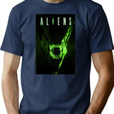 Aliens Movie Poster T-Shirt for Men & Women, T-Shirts Graphic Tee - Navy