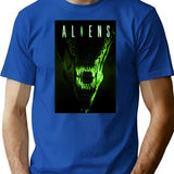 Aliens Movie Poster T-Shirt for Men & Women, T-Shirts Graphic Tee - Blue