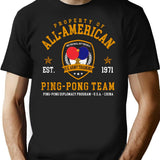 All-American Ping Pong Team T-Shirt for Men & Women, T-Shirts Graphic Tee - Black