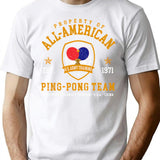 All-American Ping Pong Team T-Shirt for Men & Women, T-Shirts Graphic Tee - White