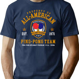 All-American Ping Pong Team T-Shirt for Men & Women, T-Shirts Graphic Tee - Navy
