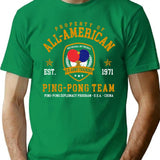 All-American Ping Pong Team T-Shirt for Men & Women, T-Shirts Graphic Tee - Green