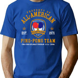 All-American Ping Pong Team T-Shirt for Men & Women, T-Shirts Graphic Tee - Blue