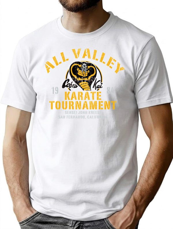 All Valley Karate Tournament Cobra Kai T-Shirt for Men & Women, T-Shirts Graphic Tee - White