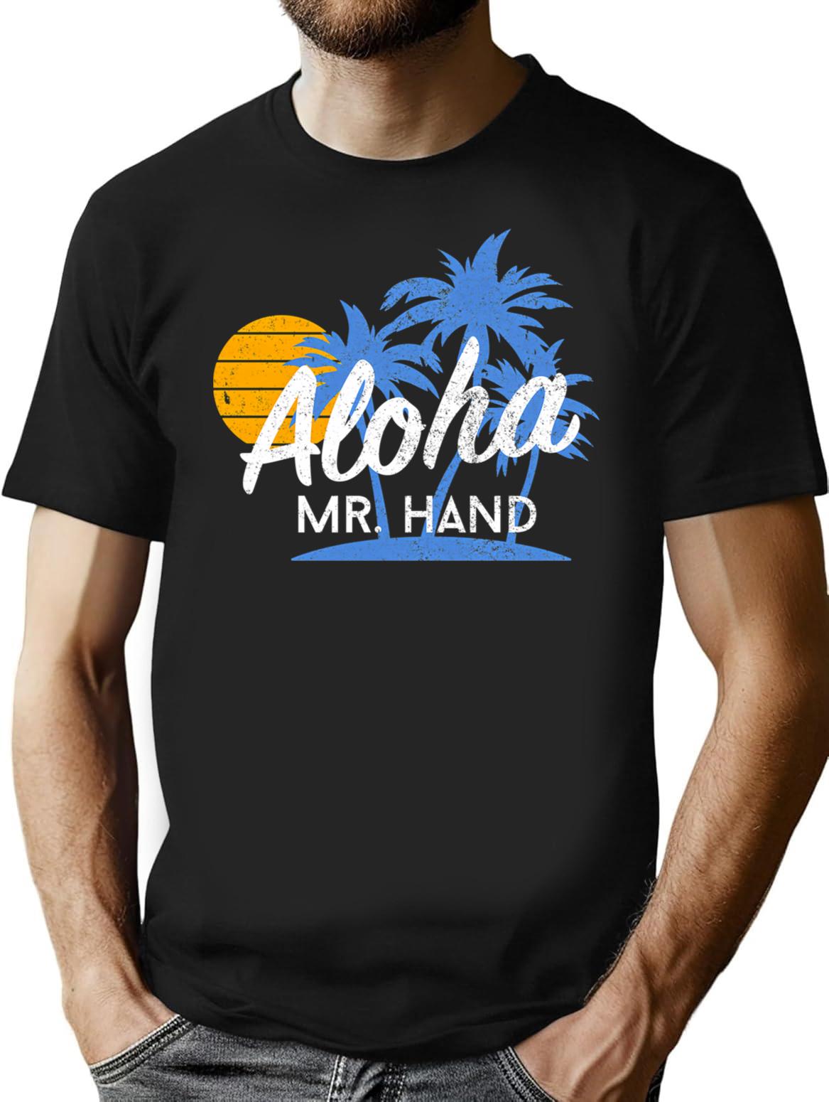 Aloha Mr. Hand T-Shirt for Men & Women, T-Shirts Graphic Tee - Black