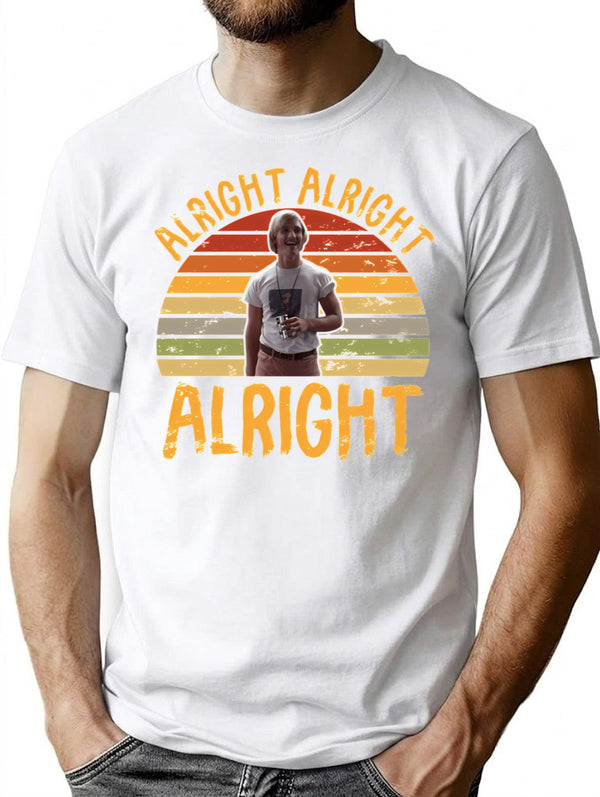 Alright Alright Alright Vintage 70S 80S 90S T-Shirt for Men & Women, T-Shirts Graphic Tee - White