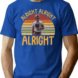 Alright Alright Alright Vintage 70S 80S 90S T-Shirt for Men & Women, T-Shirts Graphic Tee - Blue