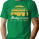 Amity Island Sunset Worn Out (Universal Ucs Llc) T-Shirt for Men & Women, T-Shirts Graphic Tee - Green