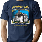 Amityville Bed Breakfast T-Shirt for Men & Women, T-Shirts Graphic Tee - Navy