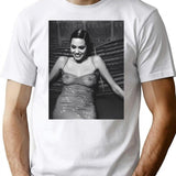 Angelina Sexy Smile T-Shirt for Men & Women, T-Shirts Graphic Tee - White