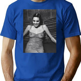Angelina Sexy Smile T-Shirt for Men & Women, T-Shirts Graphic Tee - Blue