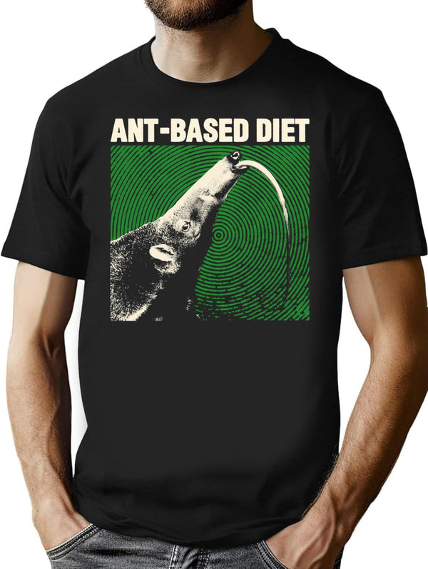 Ant-Based Diet Anteater T-Shirt for Men & Women, T-Shirts Graphic Tee - Black