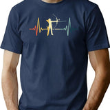 Archery Heartbeat Vintage T-Shirt for Men & Women, T-Shirts Graphic Tee - Navy