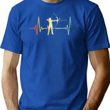 Archery Heartbeat Vintage T-Shirt for Men & Women, T-Shirts Graphic Tee - Blue