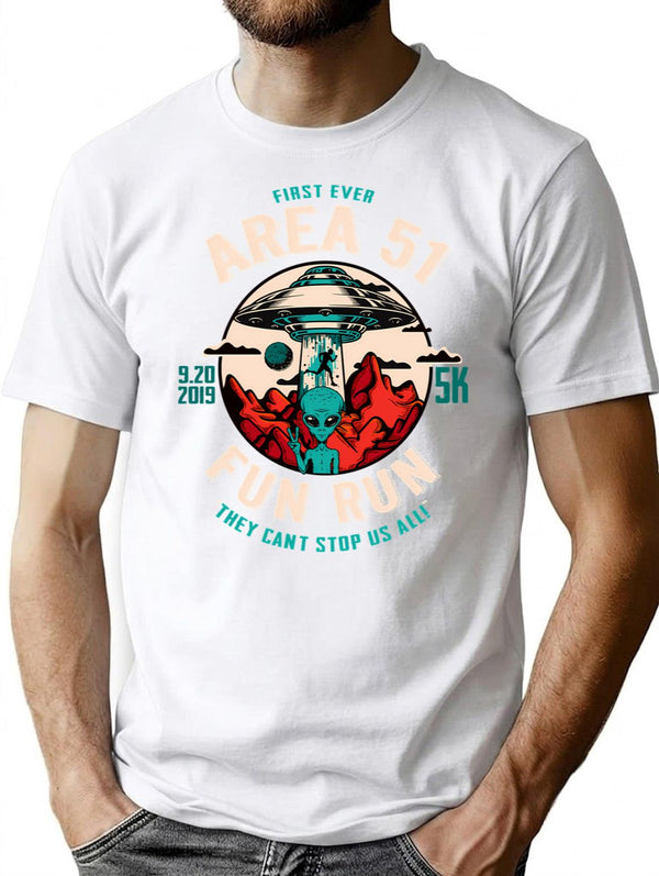 Area 51 Fun Run Best Selling Design Darks T-Shirt for Men & Women, T-Shirts Graphic Tee - White