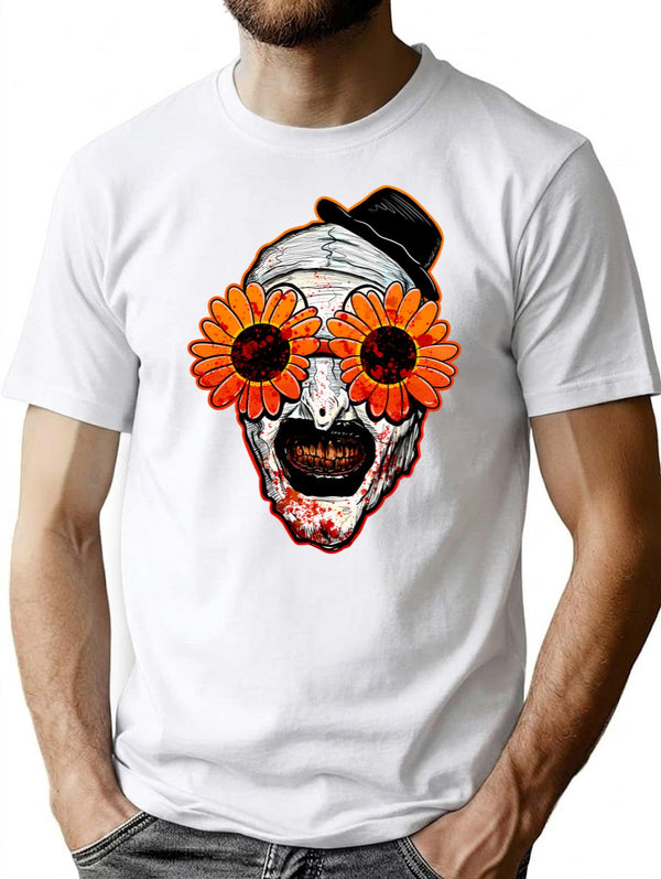 Art The Clown Terrifier 2 Sunflower Sunglasses Horror T-Shirt for Men & Women, T-Shirts Graphic Tee - White